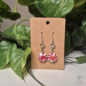 Handmade Peppermint Earrings with Glass Peppermint Beads